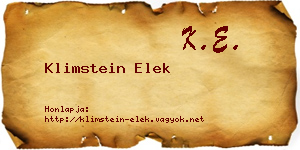Klimstein Elek névjegykártya